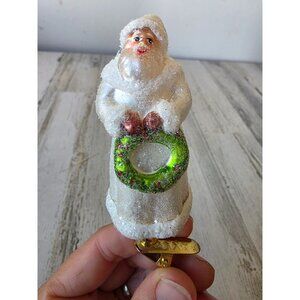 victorian‎ Santa clip wreath glitter flocked ornament Xmas tree